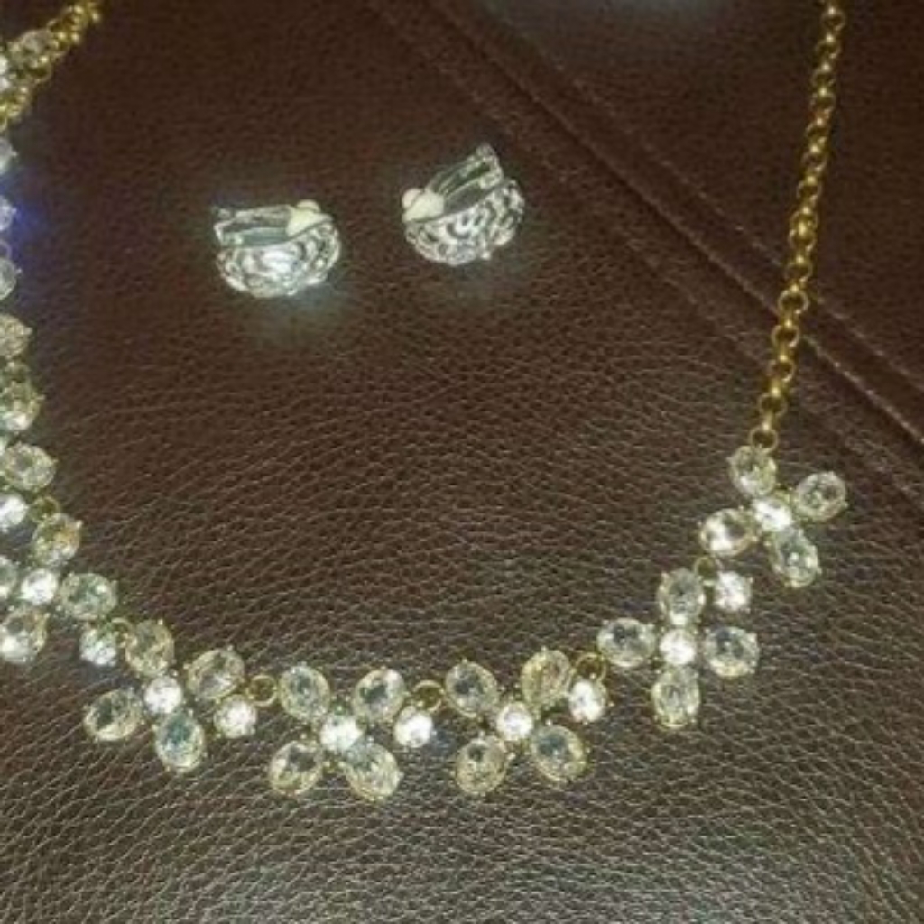 Luxury Woman Classic Floral Necklace And Earrings Set Nwt